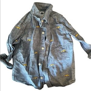 Linen and cotton Janie and Jack embroidered car button down